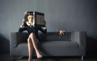 Woman sitting couch magazine surreal - a couch holding free wallpaper