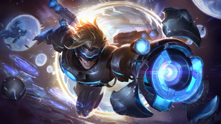 Leagueoflegends futuristic suit glowingsword glowingorb - a character free wallpaper