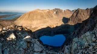 Mountain range lake zenith landscape - a mountain range in the background free wallpaper