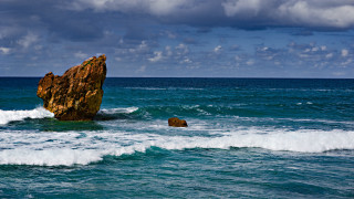 Rock ocean waves matte painting - wave free wallpaper