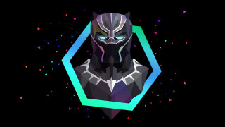 Black panther geometric blue eyes - a geometric design free wallpaper