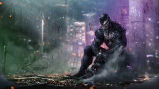 Man black suit rock rain - background free wallpaper