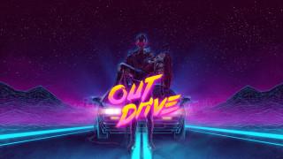 Drive on neon text synthwave - poster art free wallpaper