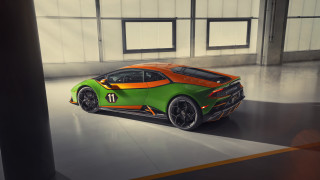 Green orange sports car garage 2 - a window open free wallpaper