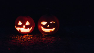 Glowing pumpkins halloween night ghost - pumpkin free wallpaper
