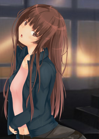 Woman long hair piano window - a window behind her free wallpaper