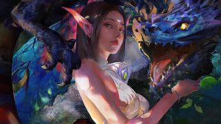 Woman dragon elf fantasy art - a woman holding free wallpaper
