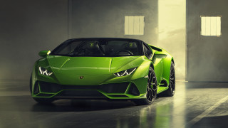 Green sports car garage door 2 - a window open free wallpaper
