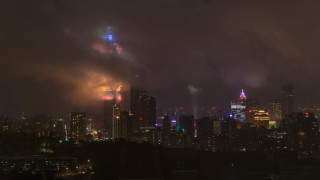 City skyline fireworks night lights - firework free wallpaper