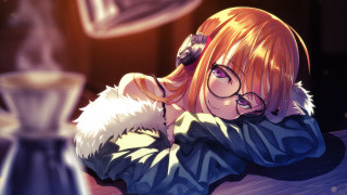 Girl glasses cat vase blurry - luminous free wallpaper