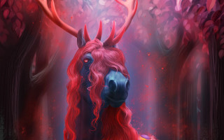 Horse red hair horns deer - horn free wallpaper