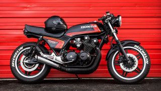 Motorcycle redgarage door helmet wheel - hyperrealism free wallpaper