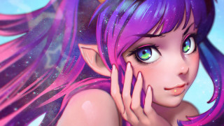 Cartoon girl purple hair blue 3 - blue eye free wallpaper
