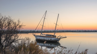 Boat sunset trees water ecological - a boat free wallpaper