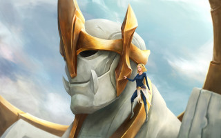 Woman giant creature armor blonde - brom free wallpaper