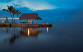 Dock hut sailboat fullmoon night - full free wallpaper