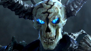 Demonic blue eyes horns head - horn free wallpaper