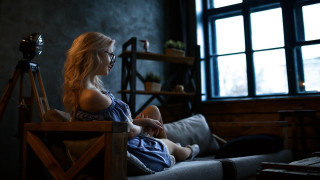 Woman sitting chair window camera - artur tarnowski free wallpaper