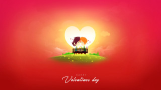 Couple bench field heart light - romantic free wallpaper