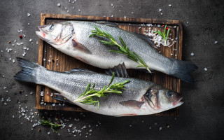 Fish tray herbs salt photorealism - a wooden tray free wallpaper