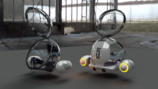 Robot mirror head back reflection - a robot free wallpaper