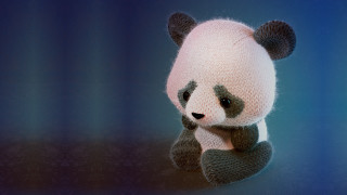 Stuffed panda blue background black - redshift free wallpaper