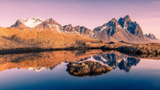 Mountain lake city sunset clouds 2 - peak free wallpaper