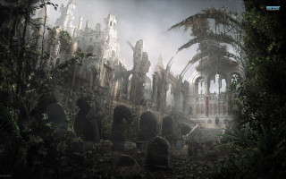 Ruined city nature bird flying - cedric peyravernay free wallpaper