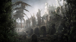 Ruined building forest trees birds - craig mullins free wallpaper