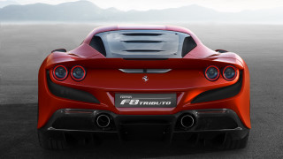 Red sports car mountains foggy 2 - f 8 aperture free wallpaper