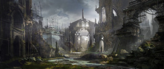 Ruined city river cloudy sky - cedric peyravernay free wallpaper