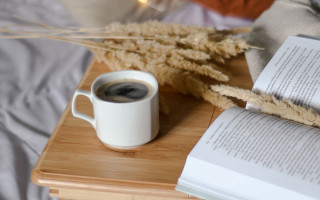 Coffee book bed blanket morning - a cup of coffee and a book free wallpaper