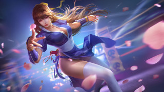 Dancing woman blue dress purple - sakimi chan free wallpaper