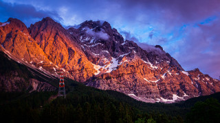 Mountain bridge cloudy sky fire - mystical color free wallpaper