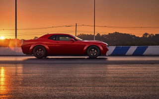 Red car sunset drive mosaic - a red car free wallpaper