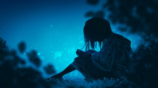Person sitting grass cellphone blue - a person free wallpaper