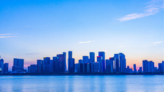 City skyline water sunset bridge 2 - cui bai free wallpaper