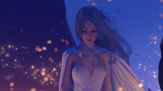 Woman white dress cape fantasy - rossdraw global illumination free wallpaper