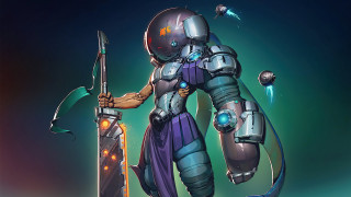 Futuristic man spear sword mecha - mecha free wallpaper