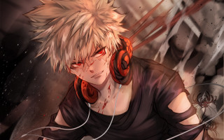 Man headphones spider blood injury - adam manyoki free wallpaper