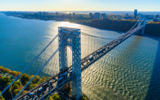 Bridge city river skyline tower - over a river free wallpaper