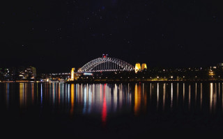 Night bridge city stars moon - david boyd free wallpaper