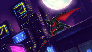 Man red cape flying city 2 - over a city free wallpaper