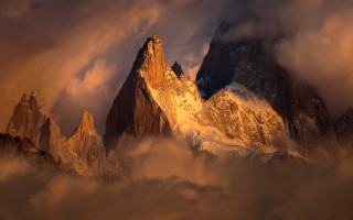 Mountain clouds dusk fire volcano - dramatic free wallpaper