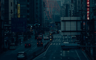 City street neon rain night - elsa bleda free wallpaper