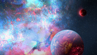 Colorful space planets star cluster - a colorful space scene free wallpaper