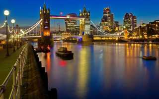 City skyline bridge river night 89 - night free wallpaper