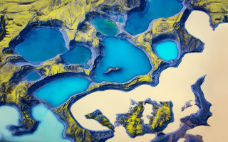 Blue yellow water white sky - benoit b. mandelbrot free wallpaper