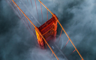 Bridge clouds orange yellow matte - the cloud free wallpaper