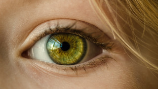 Green eye blonde hair macro - photorealism free wallpaper